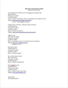 Richmond Restaurant Guide 2013