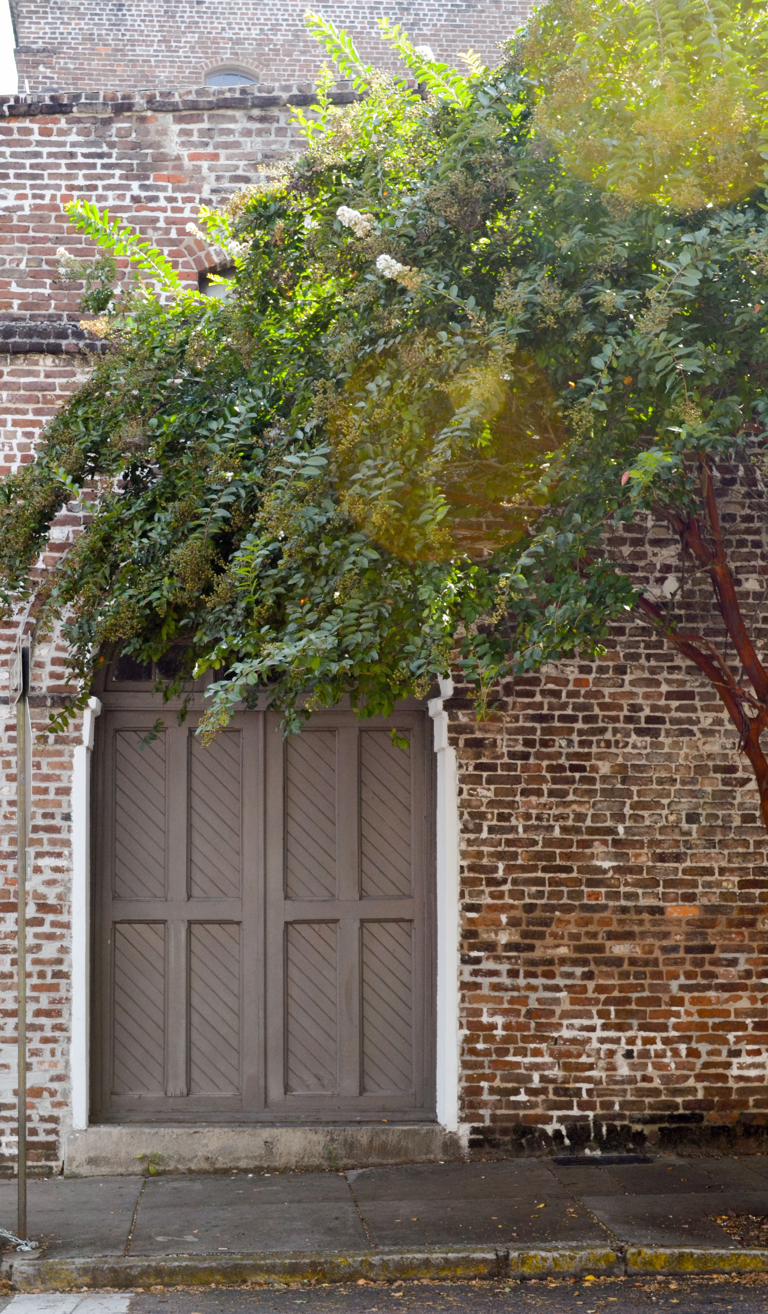 Brown Door on Brick Building